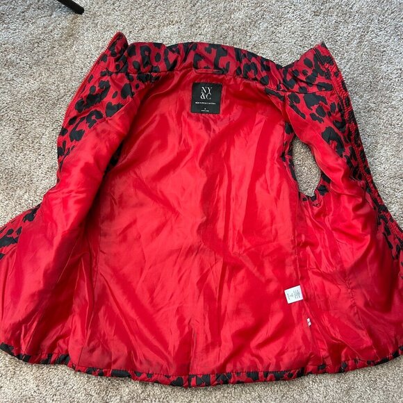 New York & Company Leopard-Print Coco Red Puffer Vest Size Small - Picture 6 of 12